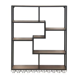 Wall Mounted Industrial Bar Shelf With Glass Hanger