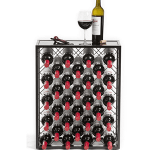 32 Bottle Glass Top Metal Floor Standing Wine Rack