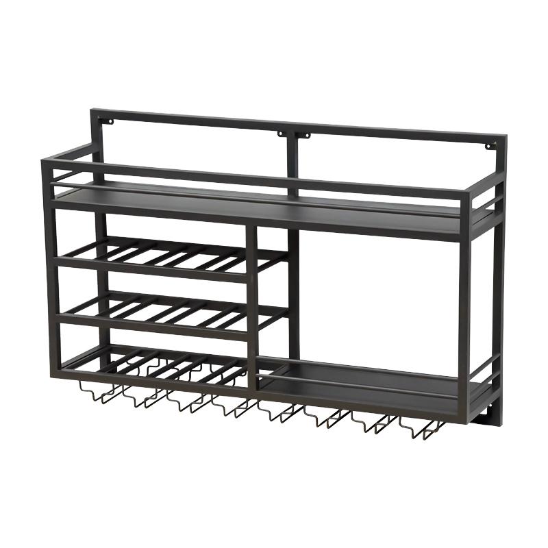 Black Liquor Wine Rack Wall Mounted Shelf - Image 2
