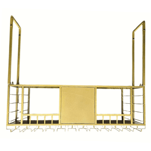 Ceiling Mount Hanging Wine Liquor Bottle & Glass Rack  Gold